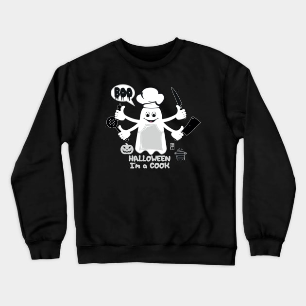 BOO Cook dressed as a GHOST - Funny Halloween Ghost Crewneck Sweatshirt by ArtProjectShop